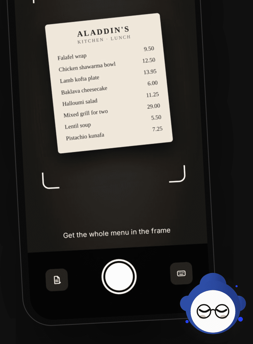 Snapping a menu and getting the lamb kofta plate as the pick